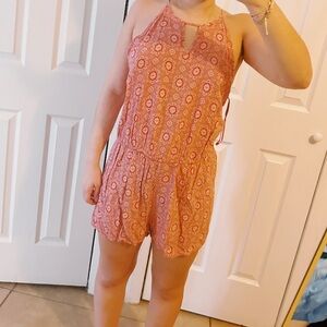 Aeropostale Coral Patterned Romper